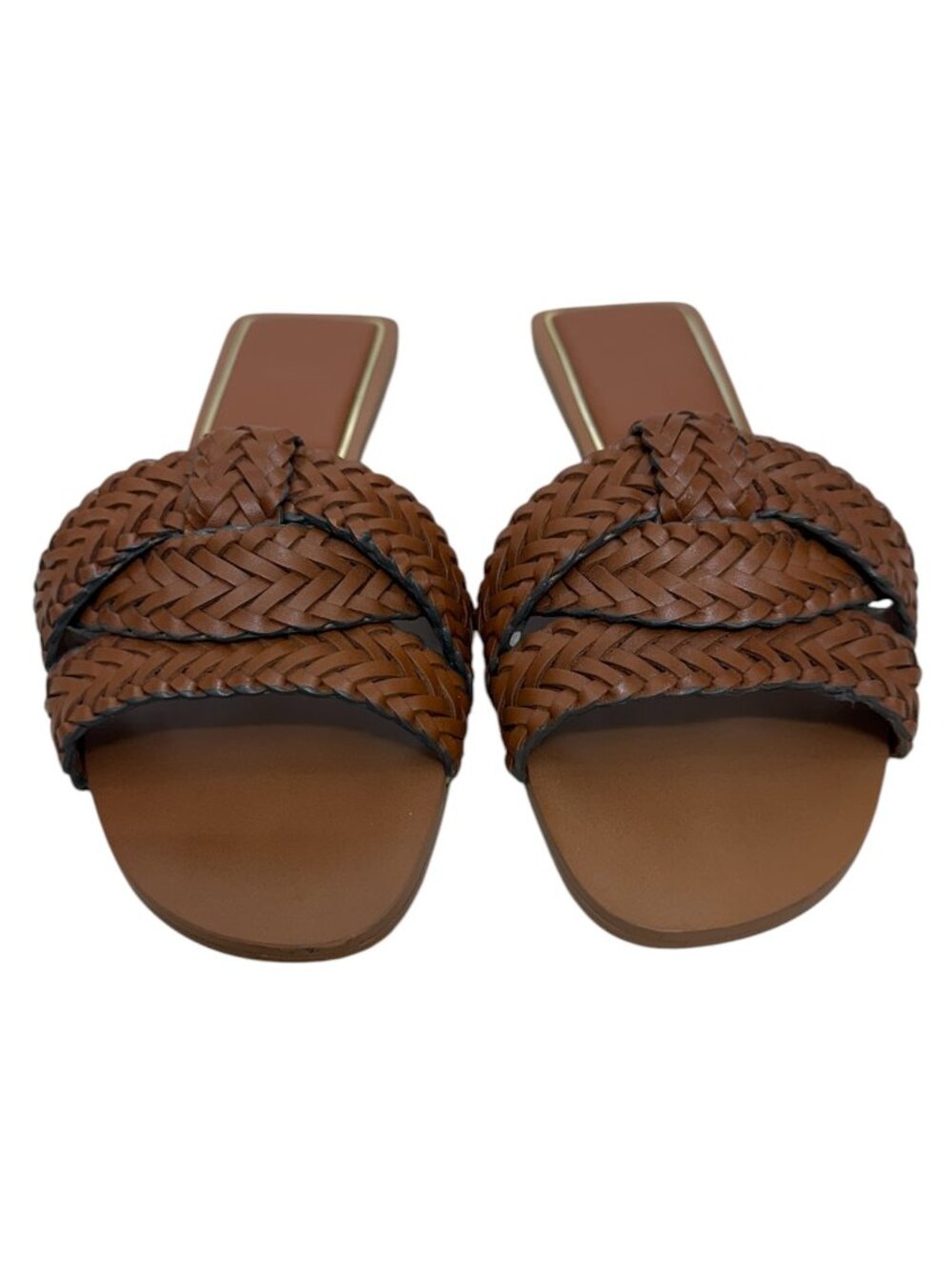 Zara Criss - Criss Cross Braided Leather Slip On Women's Sandals Flats Size 7.5 - Picture 2 of 6